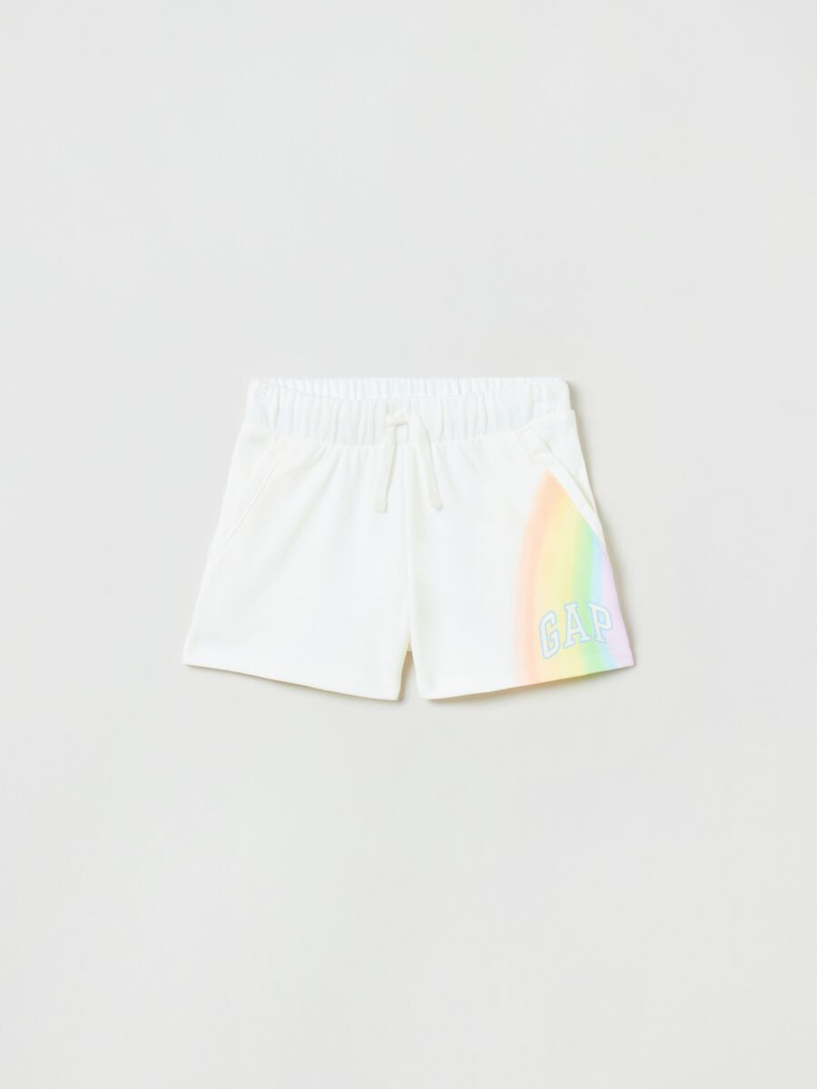 Shorts con stampa logo e arcobaleno Bambina_0