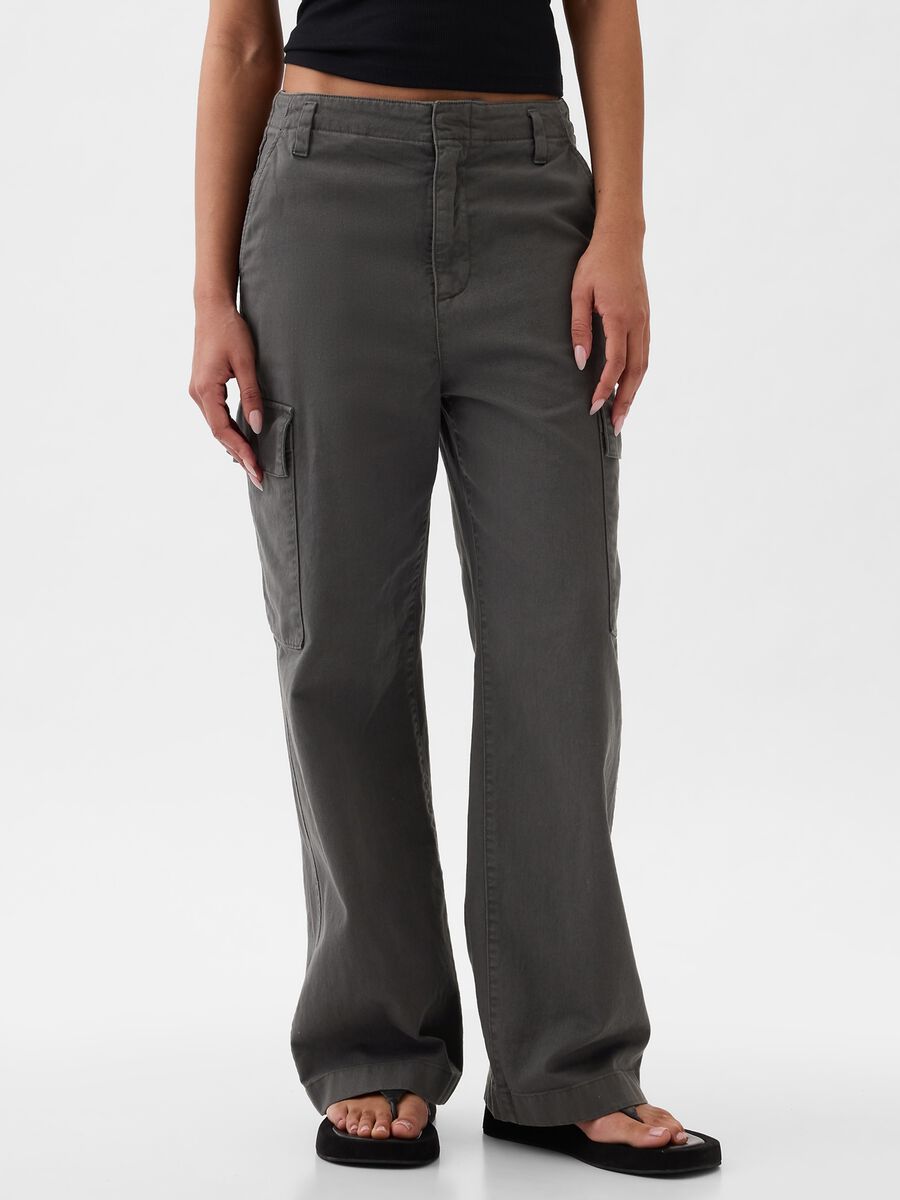 Loose-fit cargo trousers in cotton Woman_1