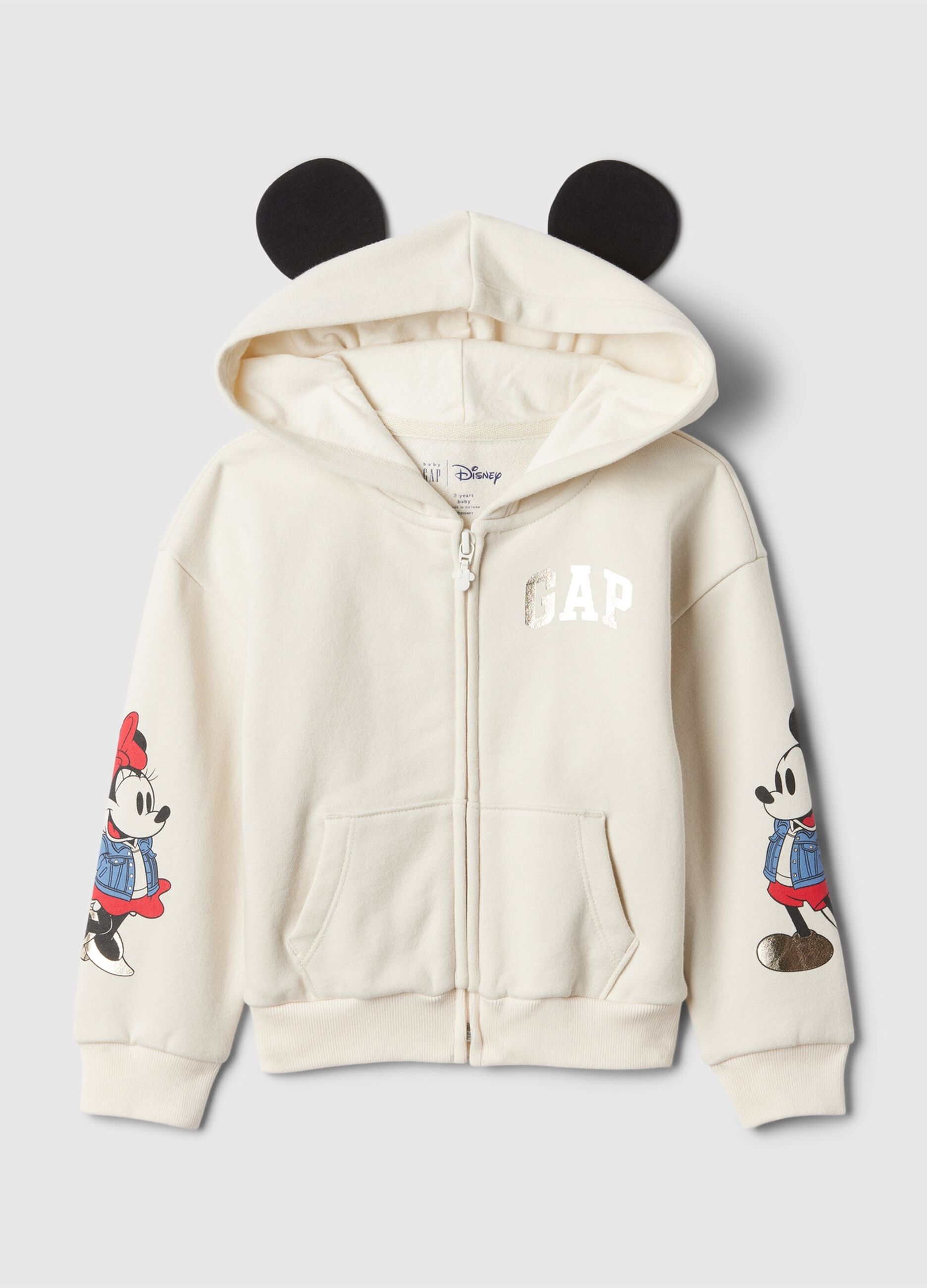Full-zip con cappuccio stampa Minnie e Topolino