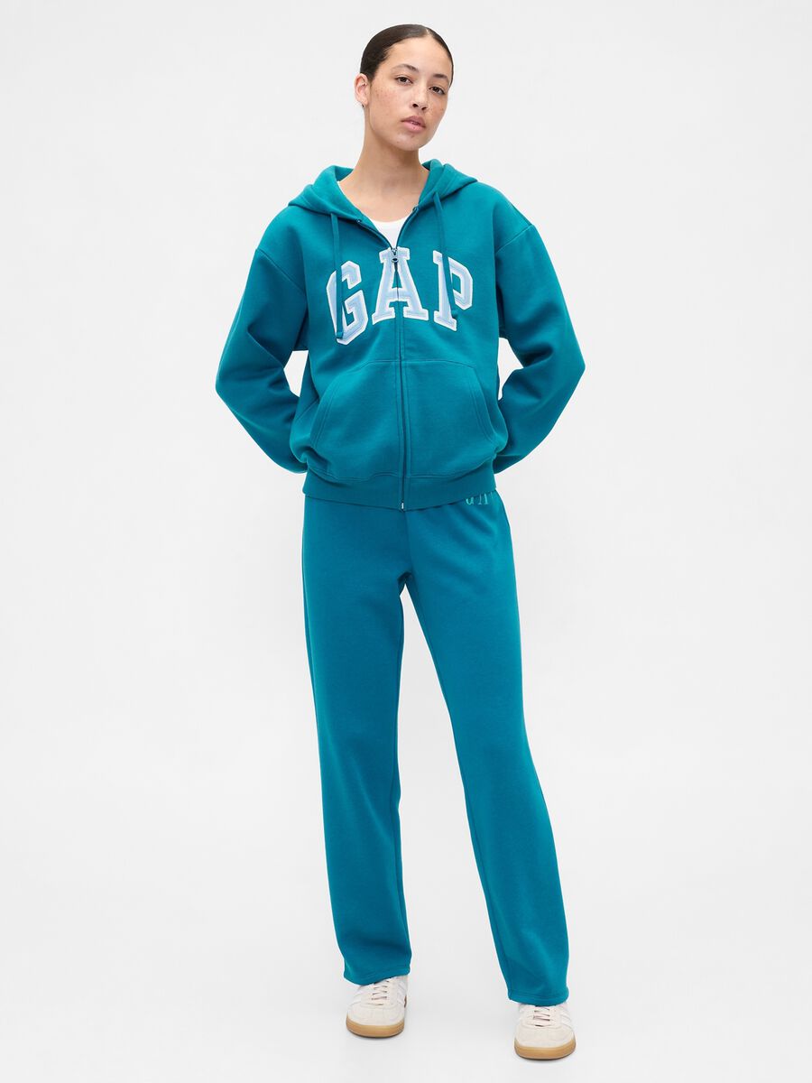 Felpa con cappuccio e zip intera Donna_1