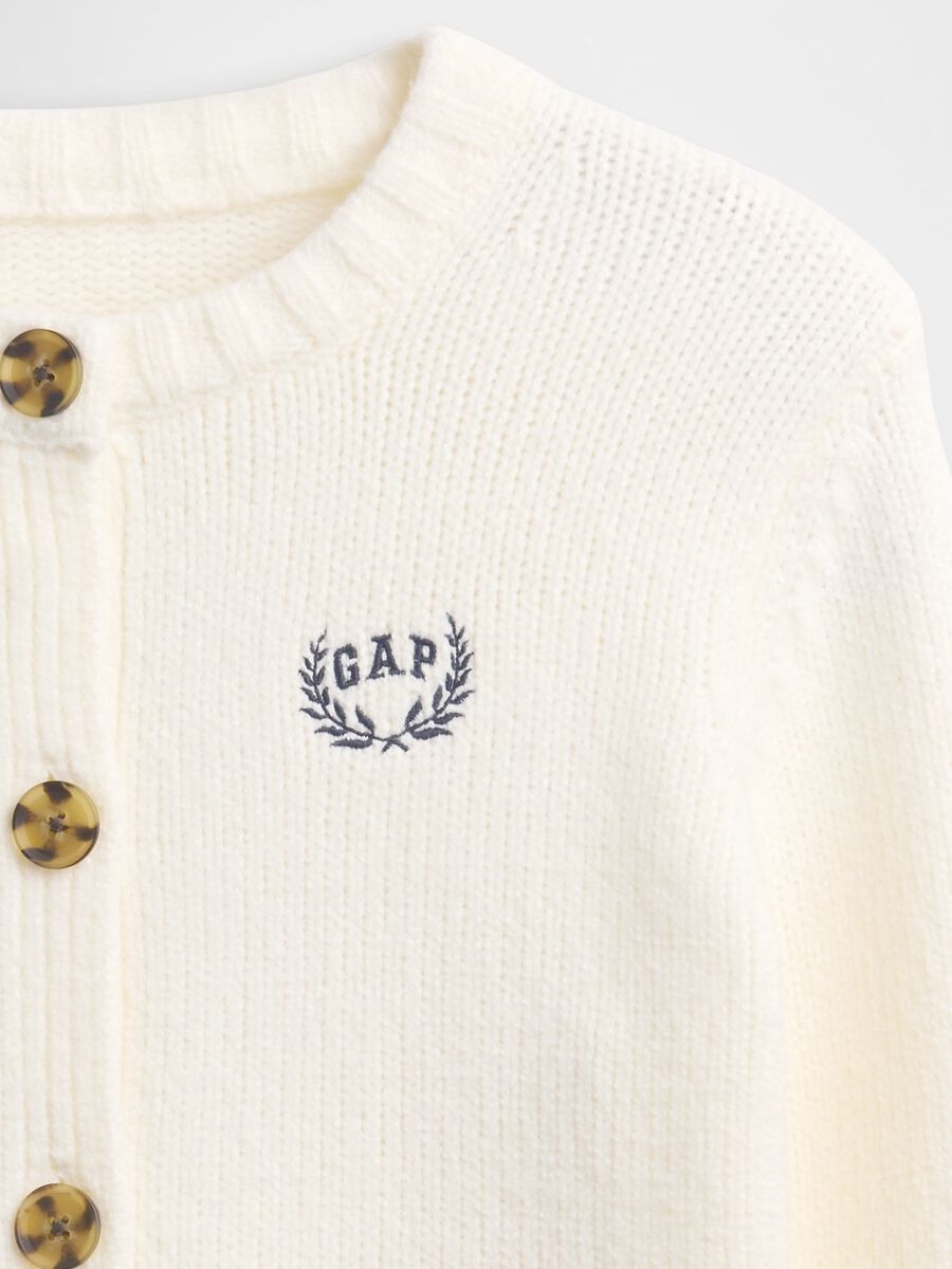 Cardigan bianco in misto cotone Bambina_4