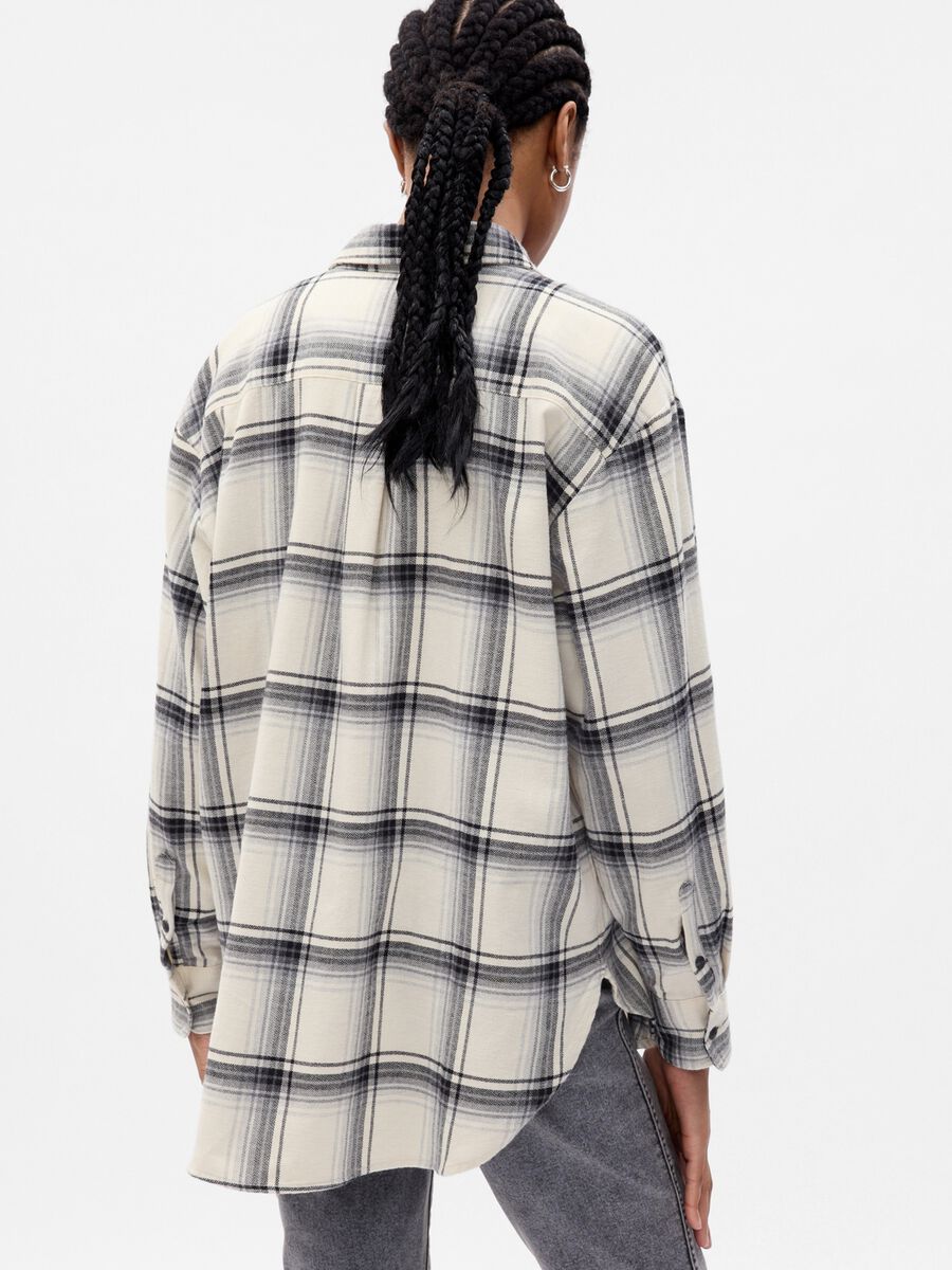 Oversized shirt in flannel with check pattern Woman_1