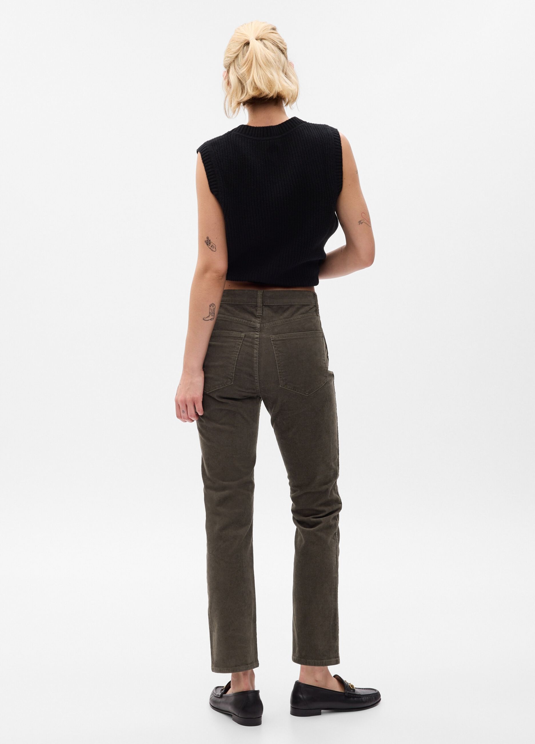Slim-fit high-rise trousers in corduroy_1