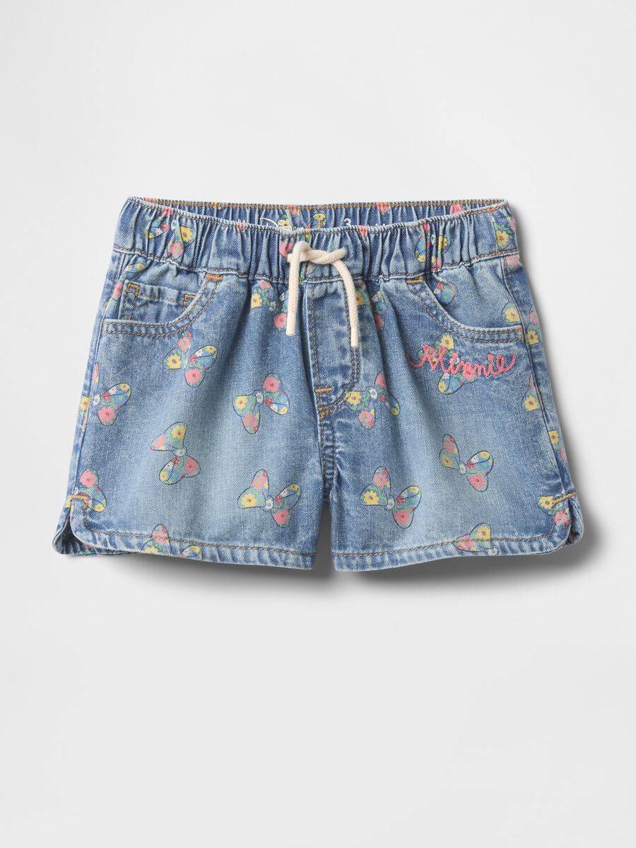 Shorts in denim con stampa farfalle Minnie Bimba_0