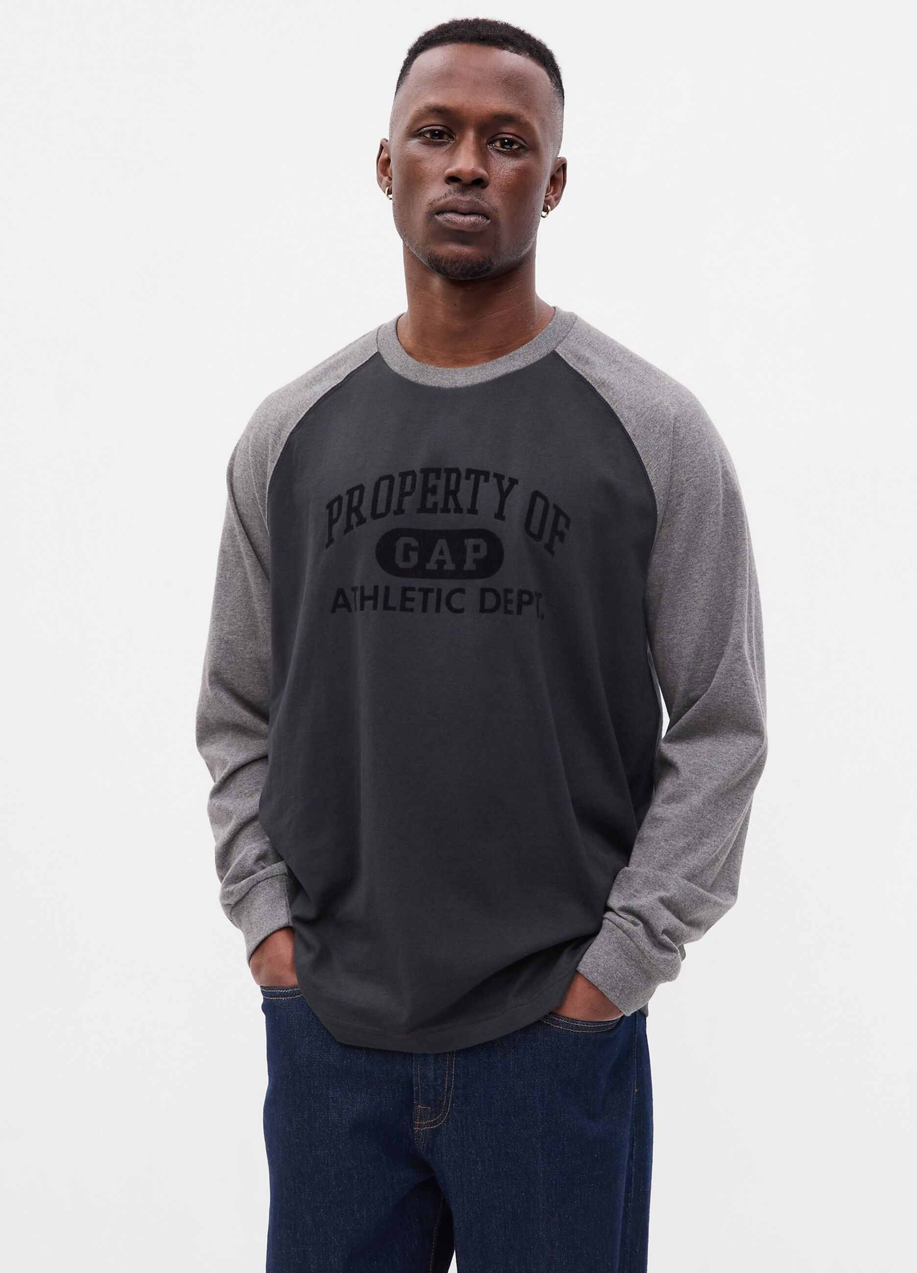 Two-tone T-shirt with Athletics logo print