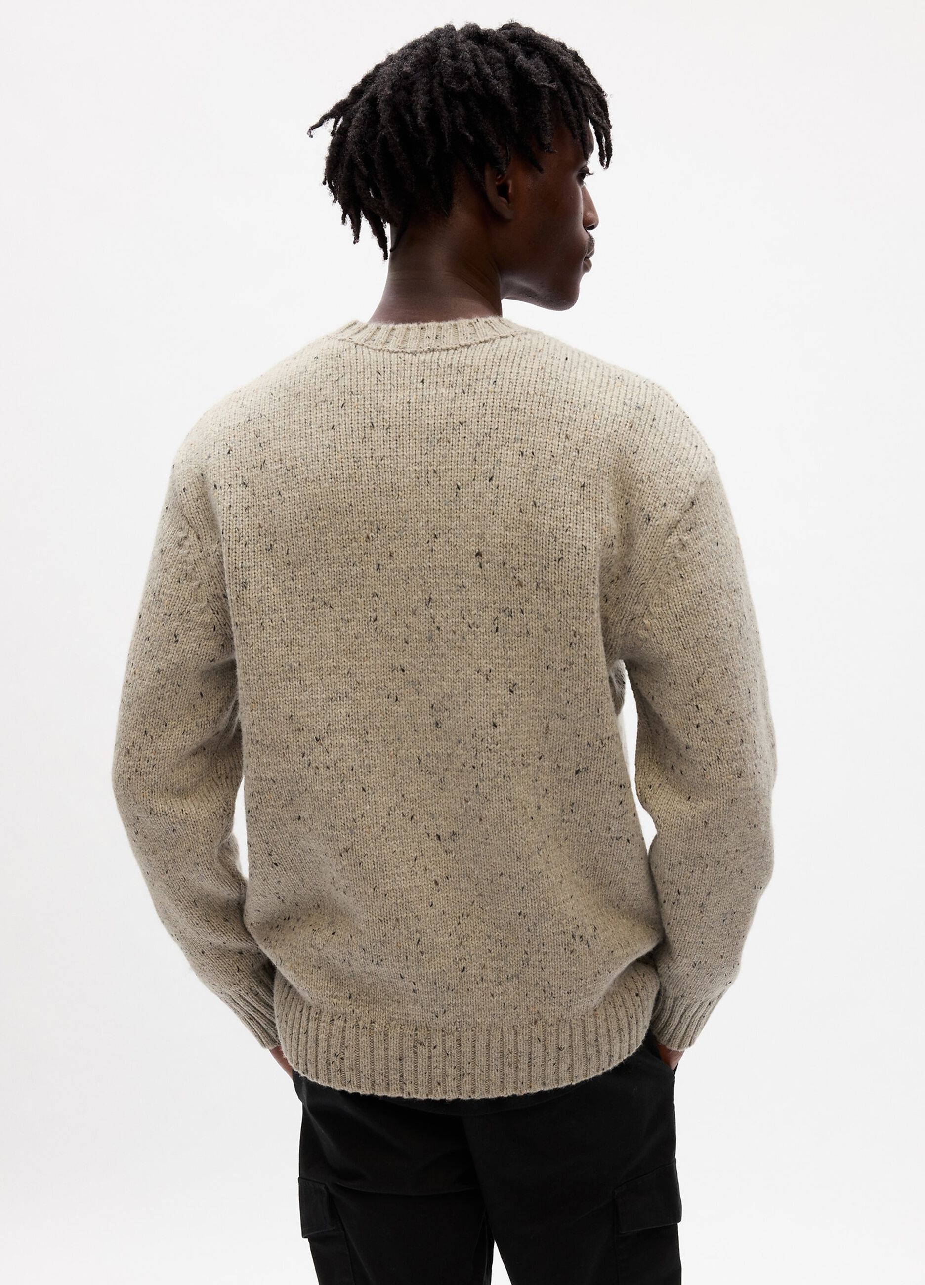 Pullover girocollo con effetto mouline_2