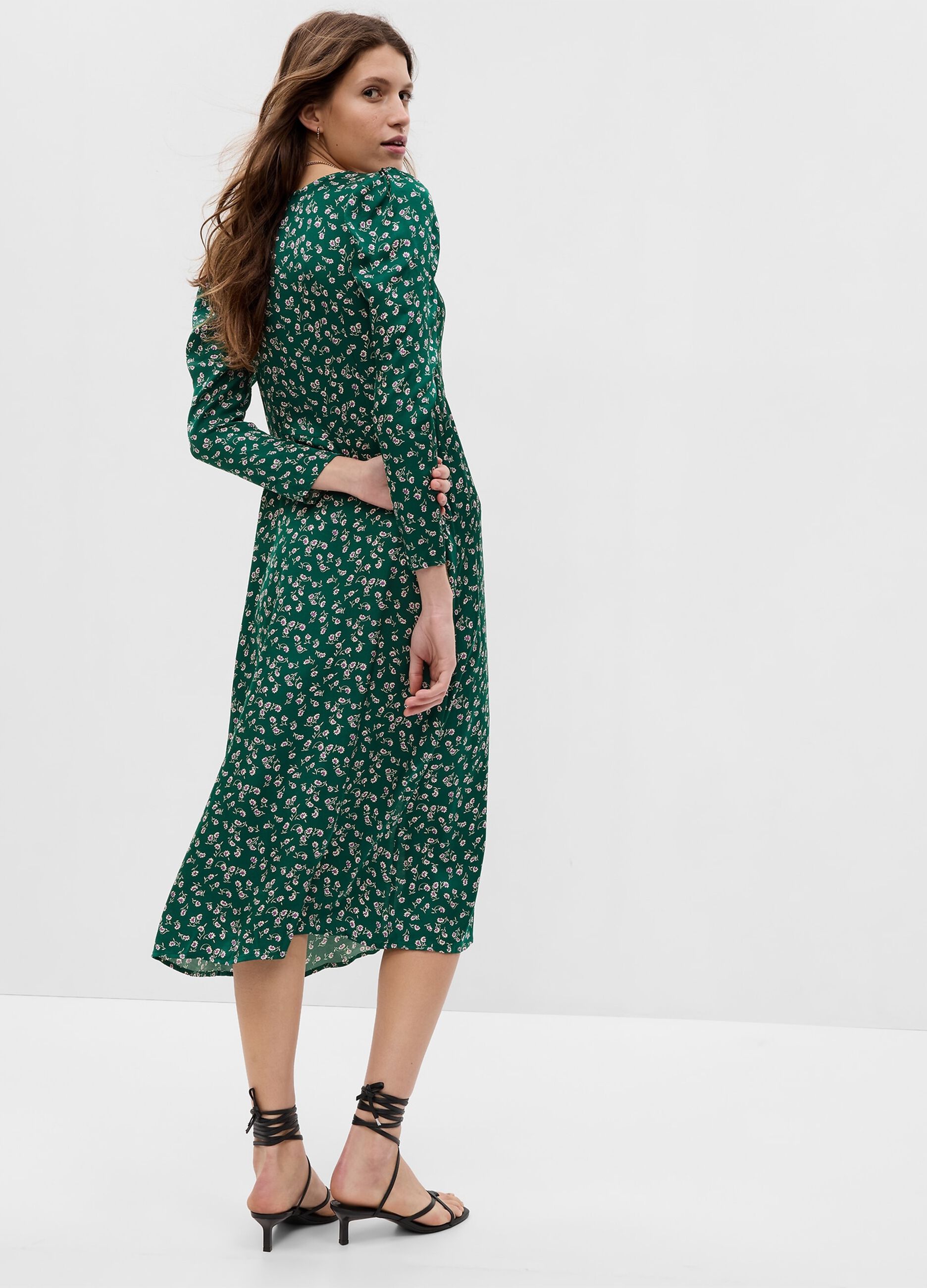 Floral print satin midi dress._1