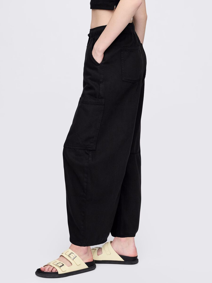 Pantaloni cargo neri in cotone e Lyocell Gap Donna_3