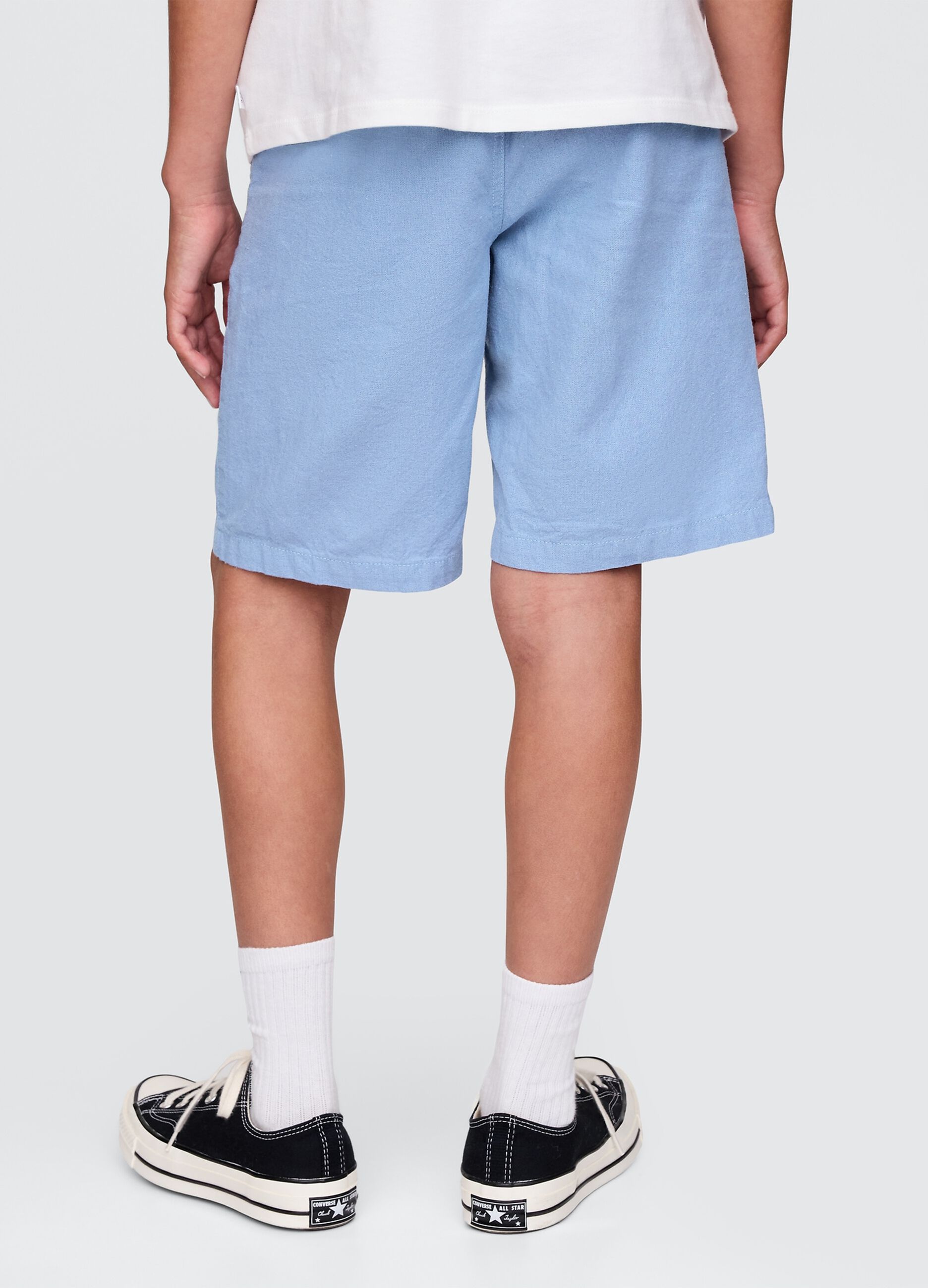 Shorts azzurri in lino e cotone per bambini_2