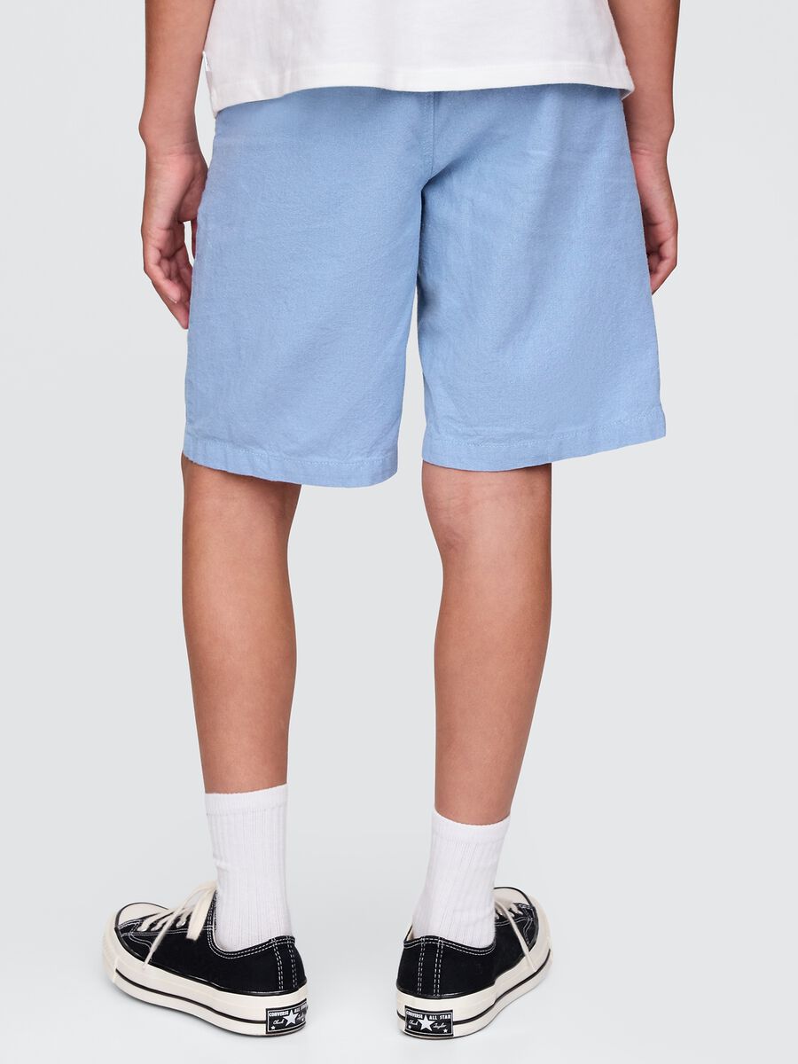 Shorts azzurri in lino e cotone per bambini Bambino_2