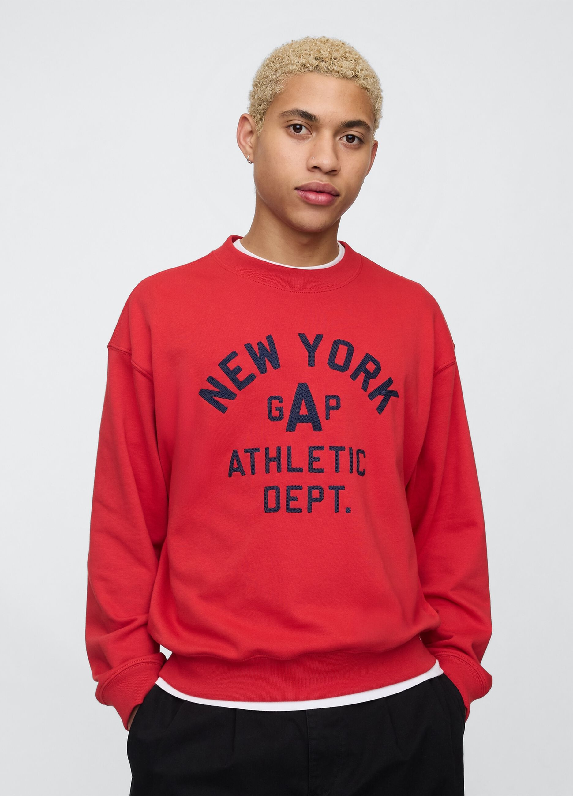 Felpa rossa con stampa Gap e New York