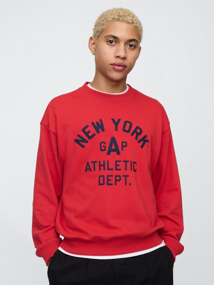 Felpa rossa con stampa Gap e New York Uomo_0