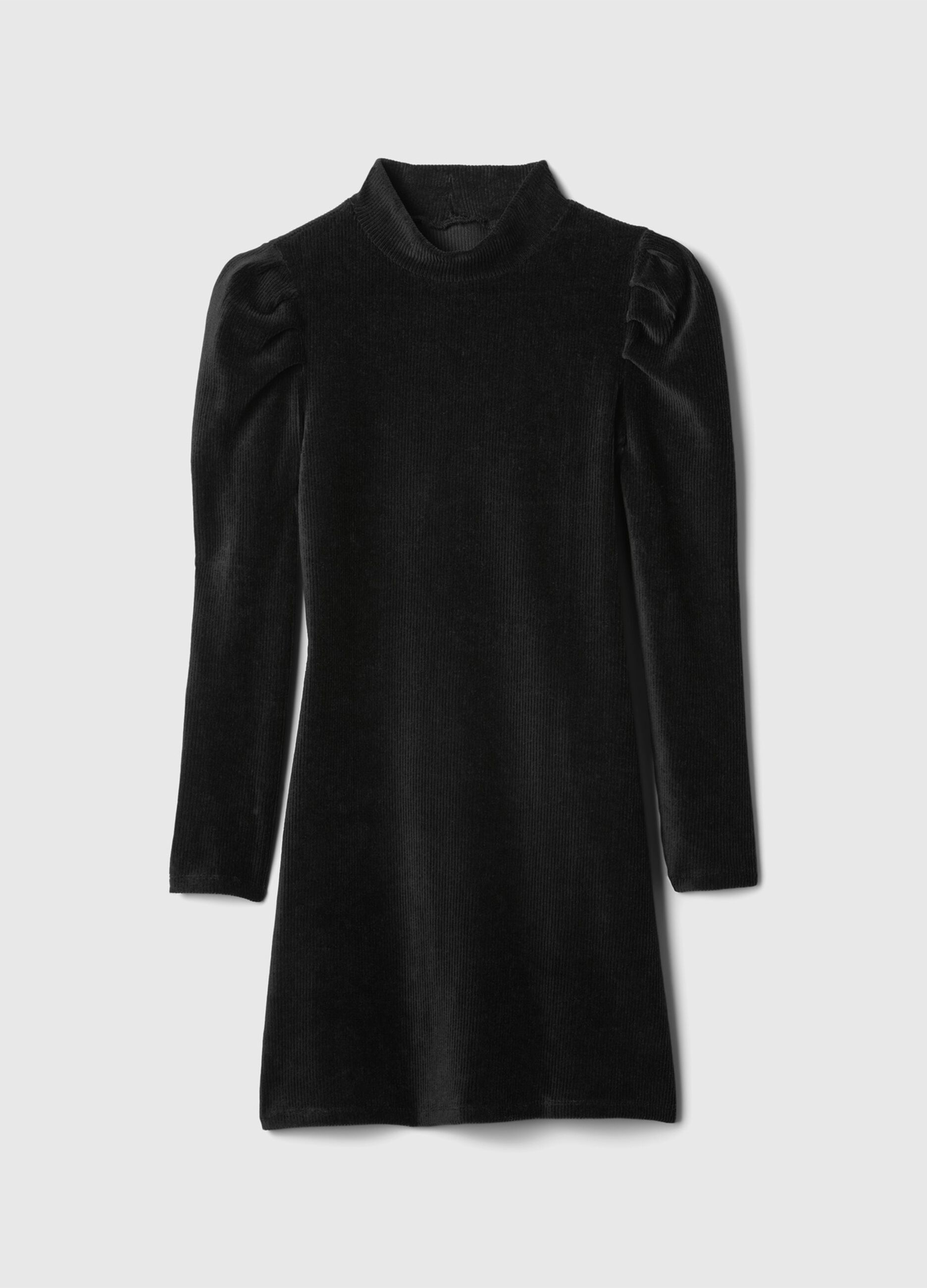 Corduroy dress with puff sleeves_2