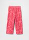 Pink wide-leg joggers with logo embroidery and flowers print_1