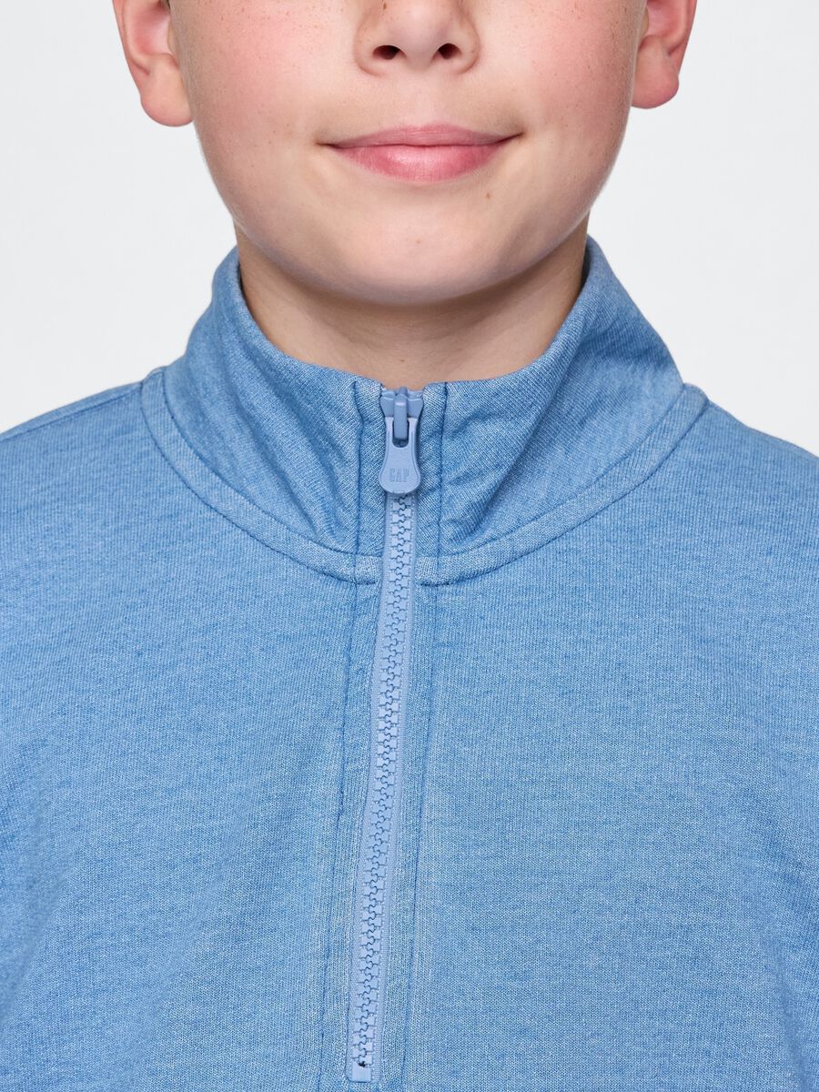 Blue cotton sweatshirt with half zip Boy_3