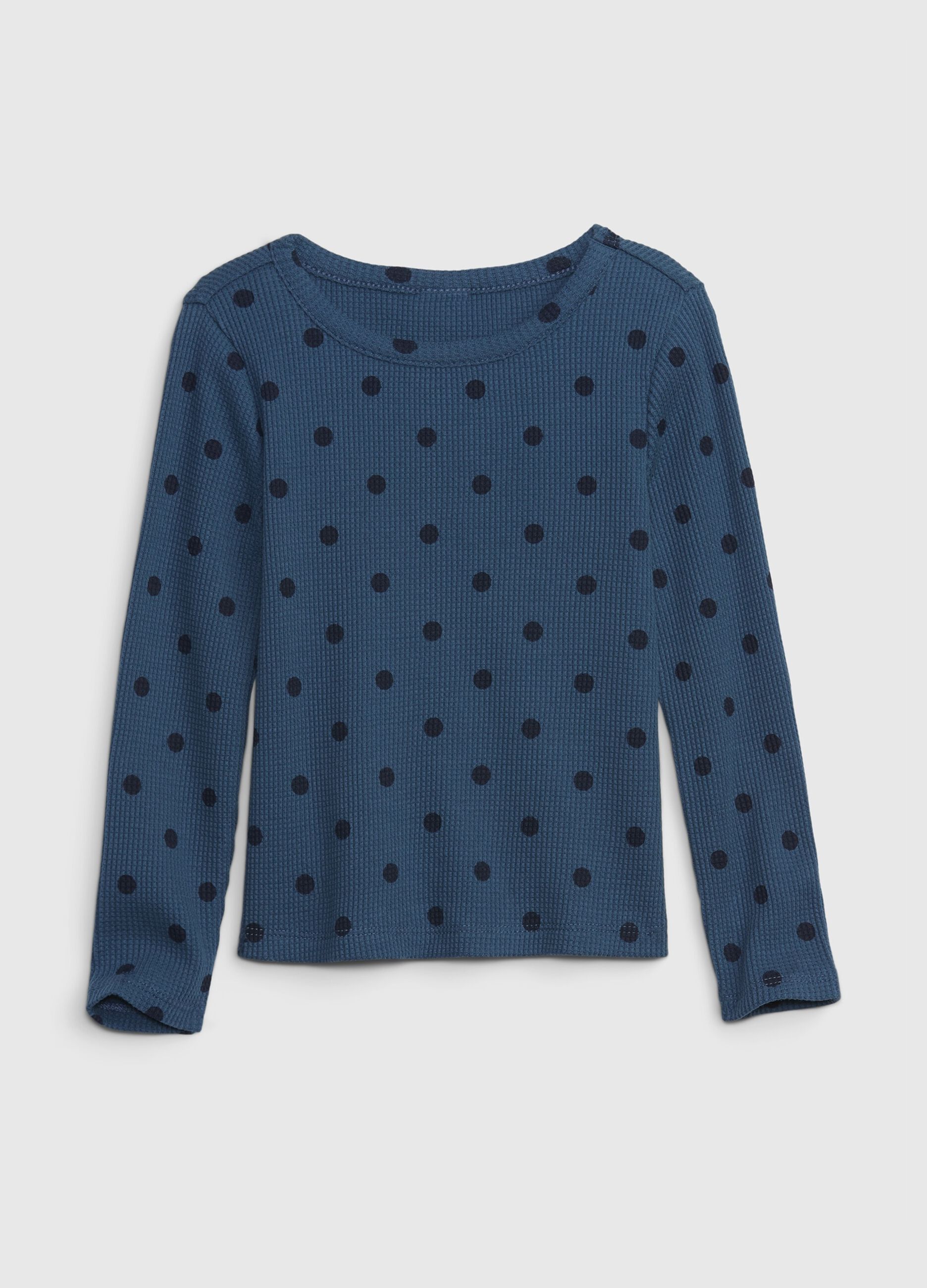 Polka dot T-shirt with waffle weave