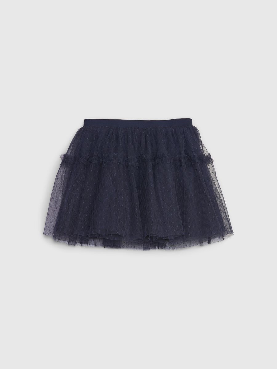 Short skirt in plumetis tulle with flounce Newborn Boy_0