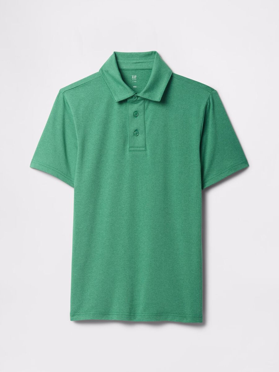 Green polo shirt in stretch fabric Boy_3