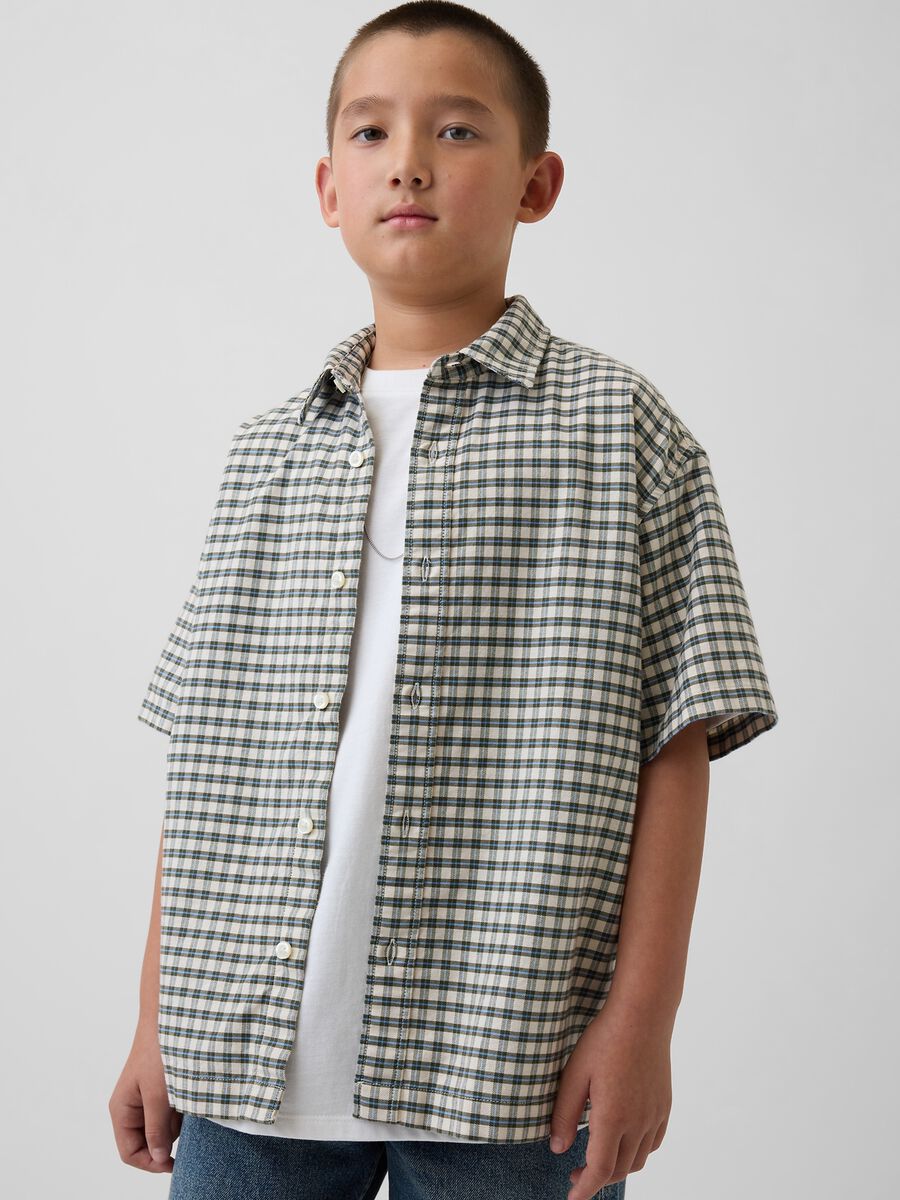 Camicia a maniche corte in cotone elasticizzato Boy_0