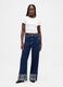 Wide denim trousers with floral turn-up_0