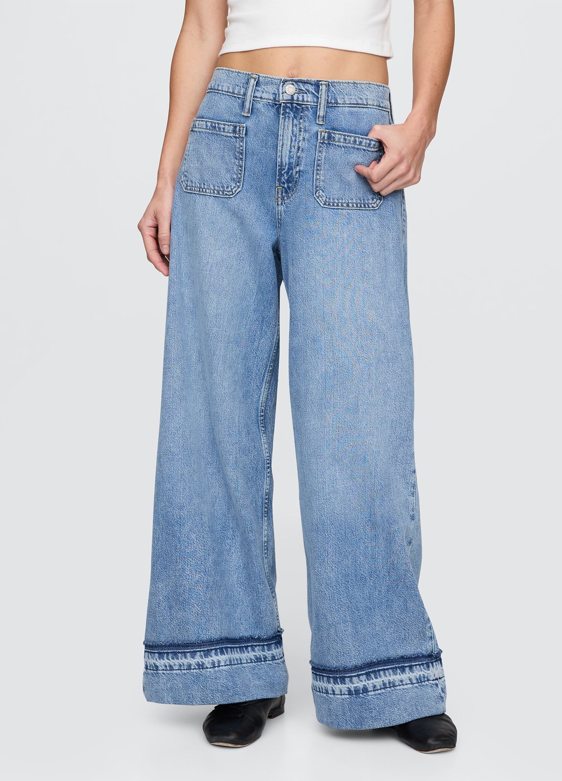 Jeans a gamba larga in denim Gap_1