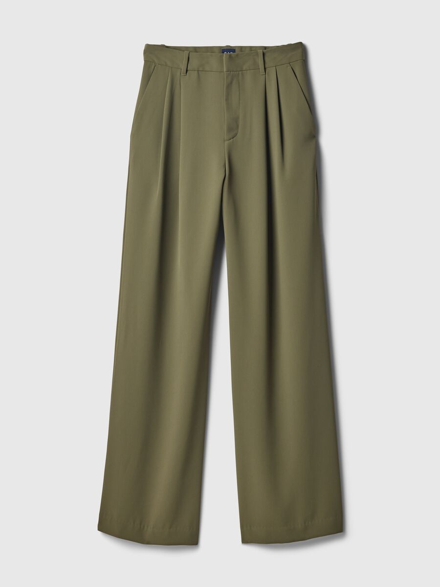 Wide-leg trousers with high waist and darts Woman_5