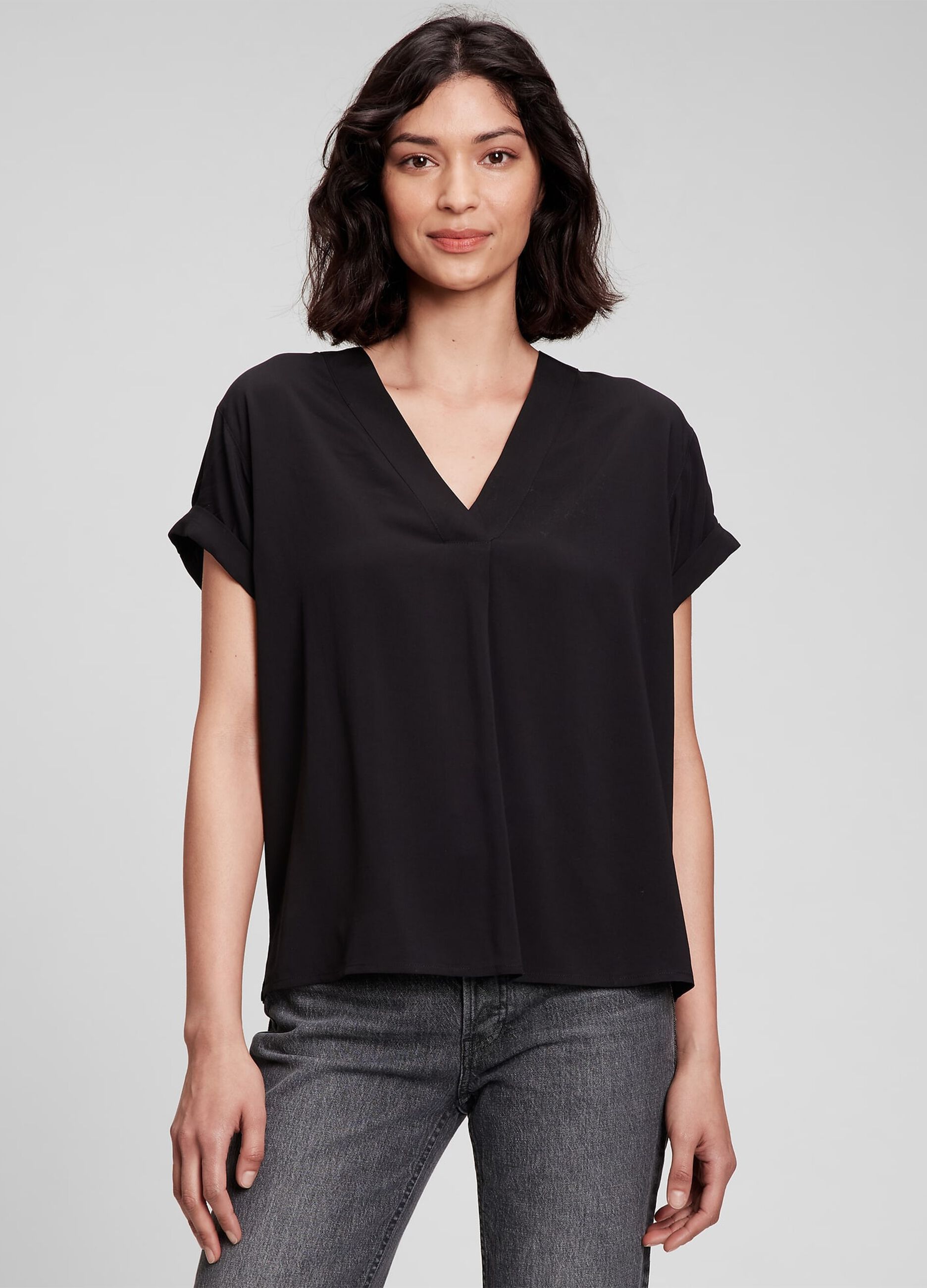 Viscose T-shirt with V neck