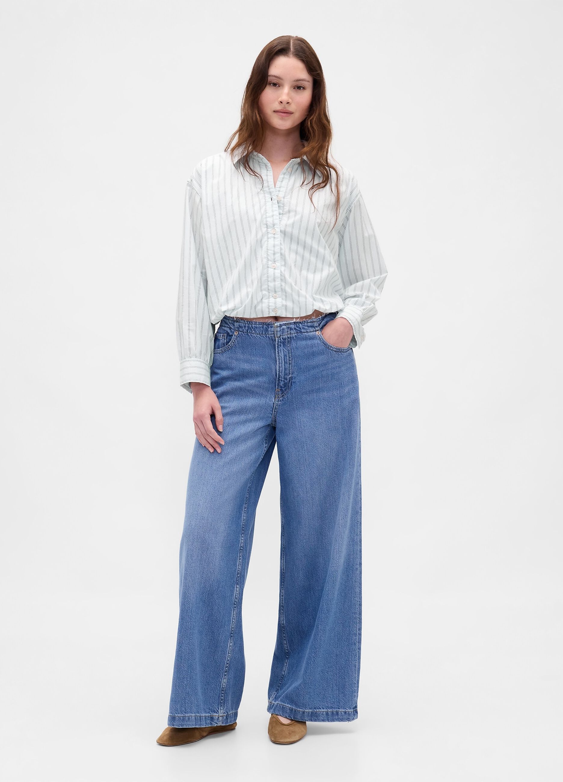 Camicia azzurra in cotone a righe_2