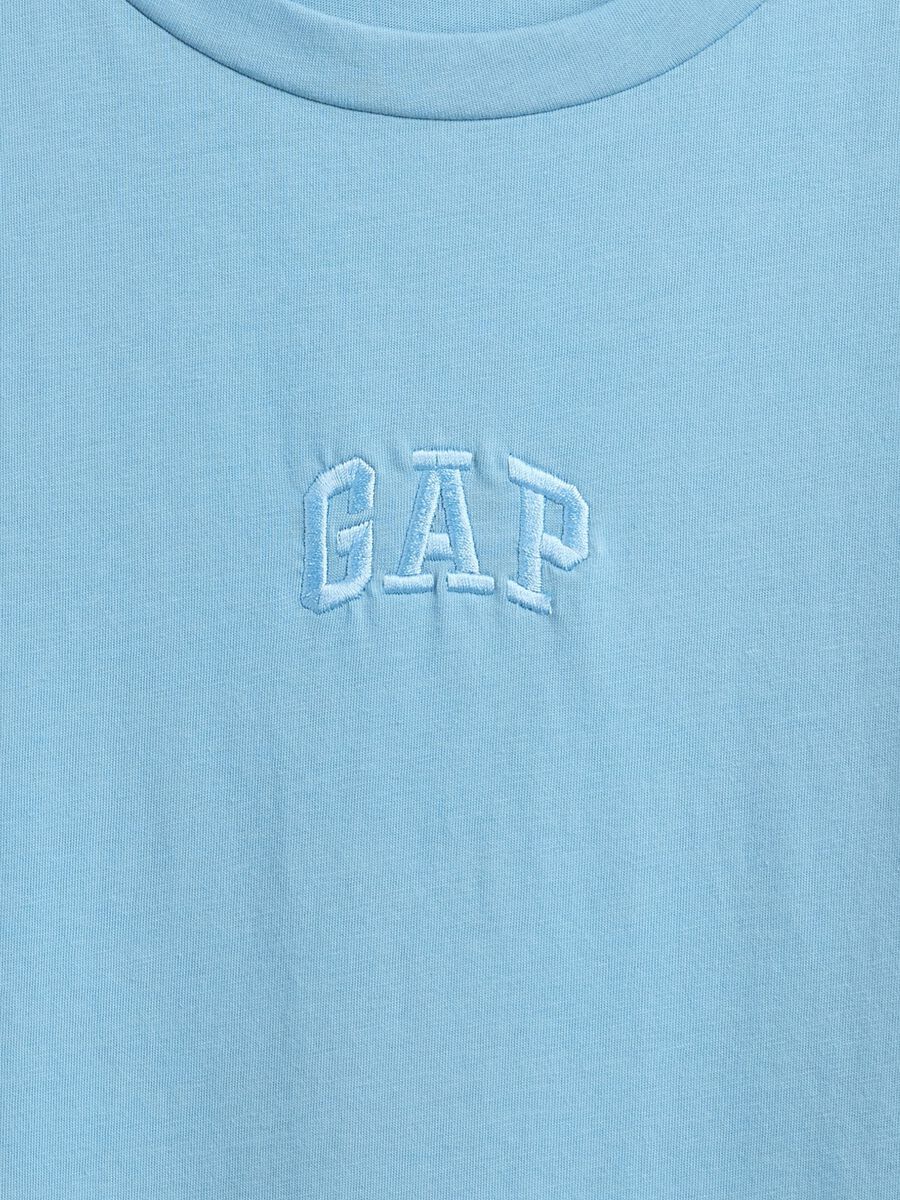 T-shirt azzurra in cotone Donna_4