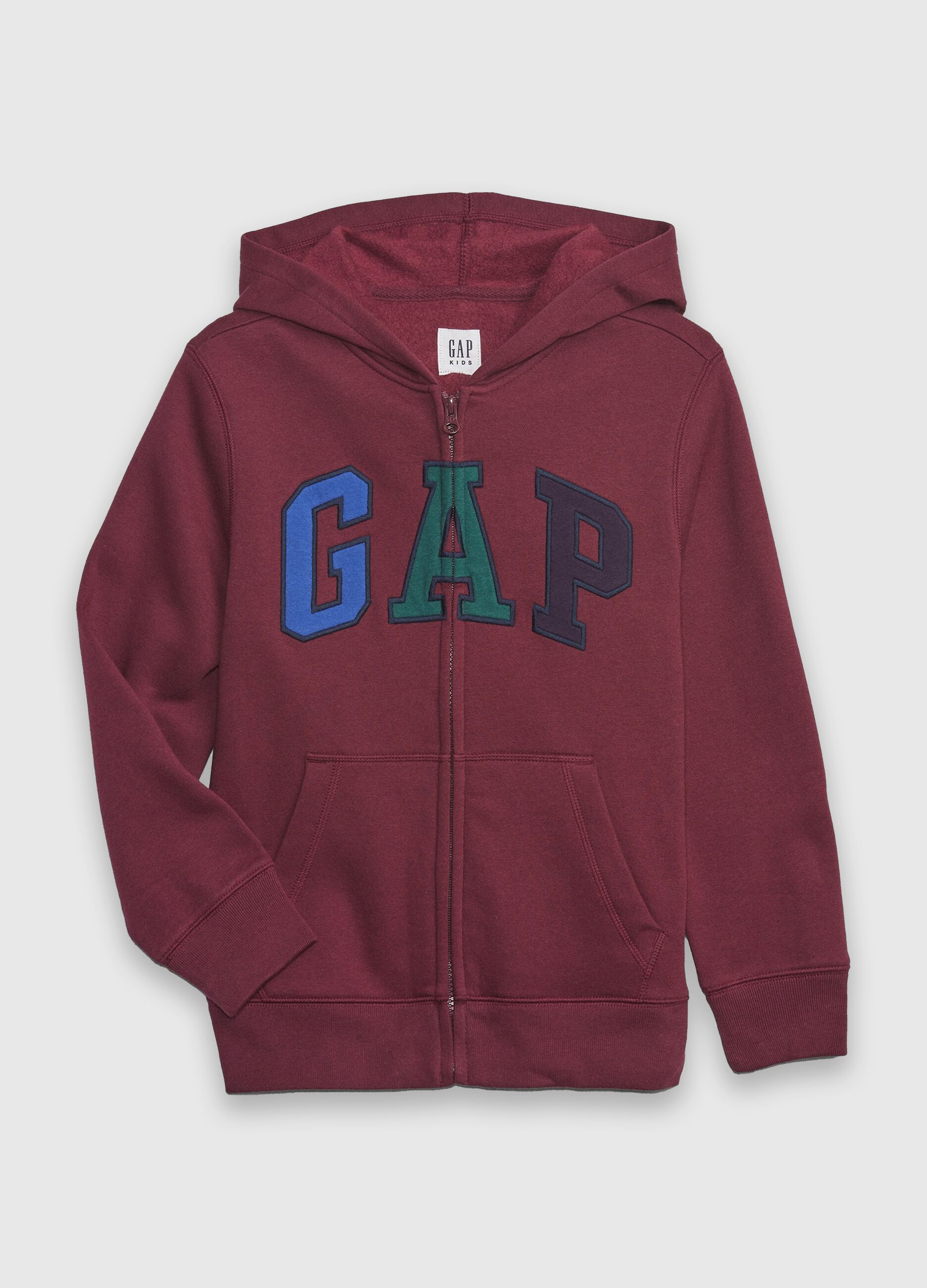 Full-zip sweatshirt with hood and logo embroidery