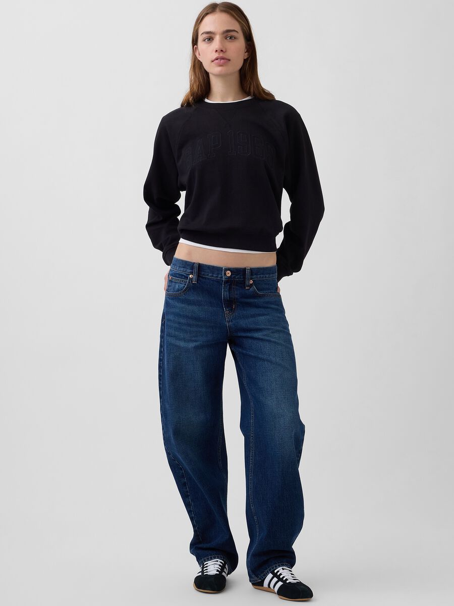 Felpa in misto cotone con girocollo Donna_2