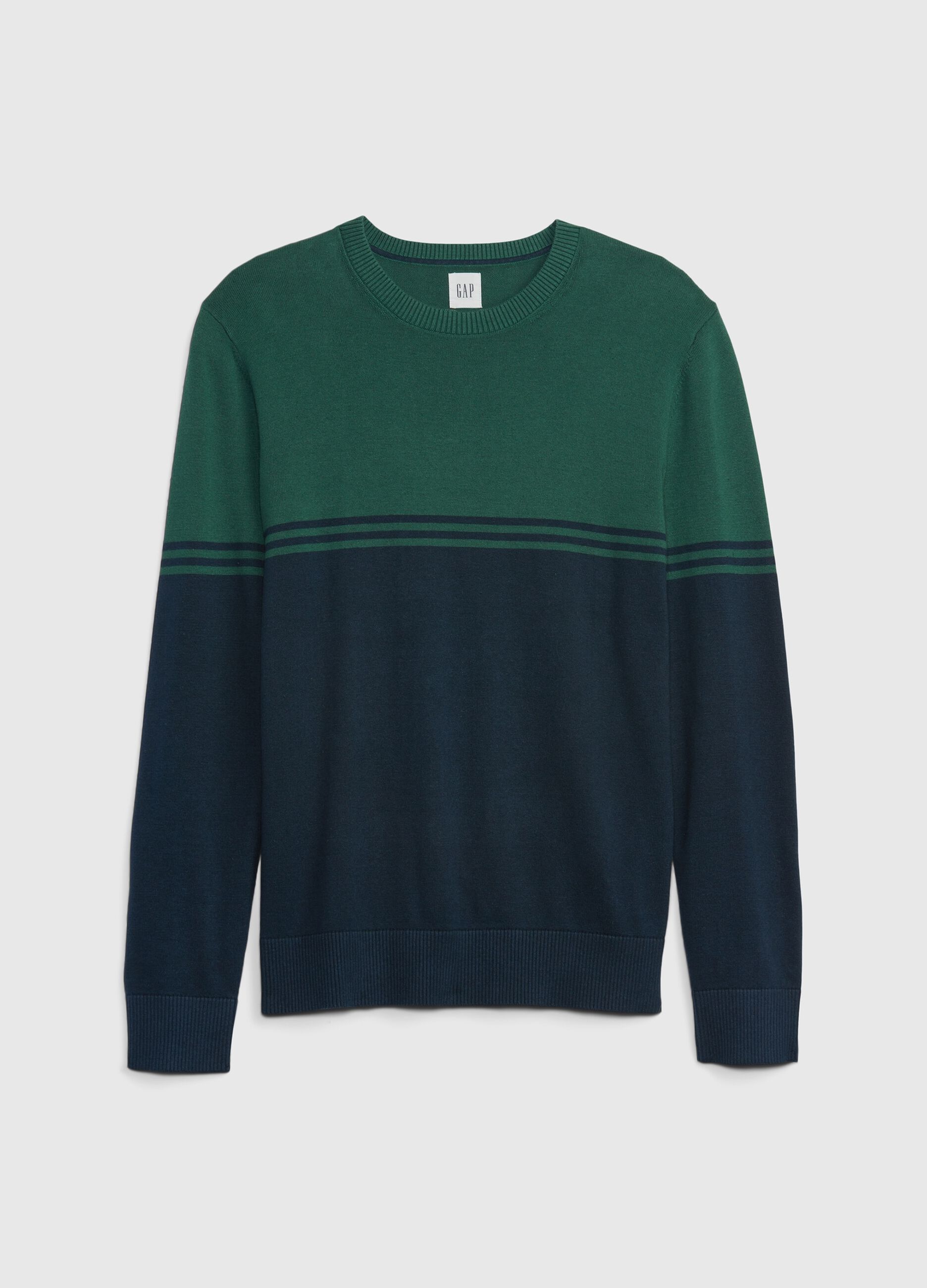 Colour block pullover with fine stripes_3