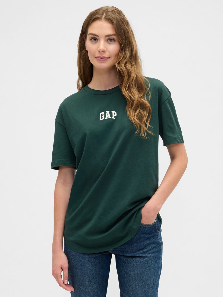 T-shirt verde a maniche corte in cotone Donna_0