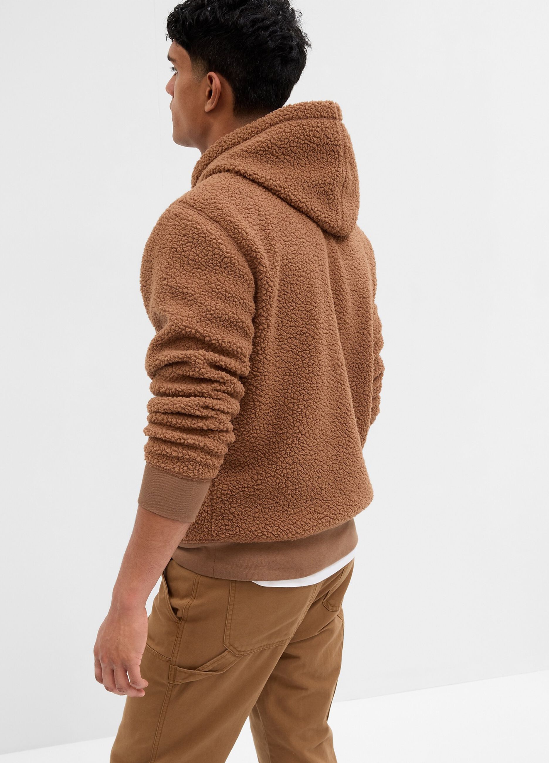 Sherpa sweatshirt with hood and logo embroidery_1