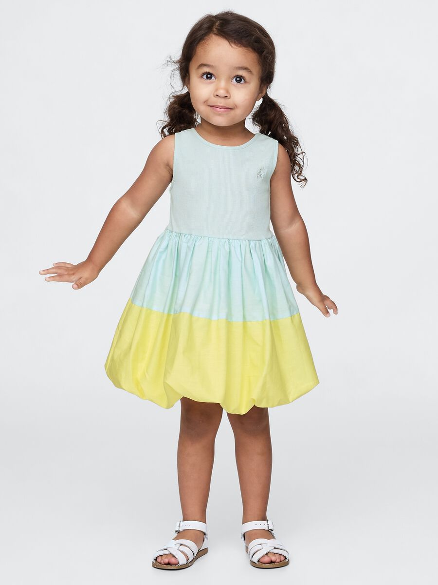 Vestito estivo bicolore verde e giallo per bambina Bimba_0