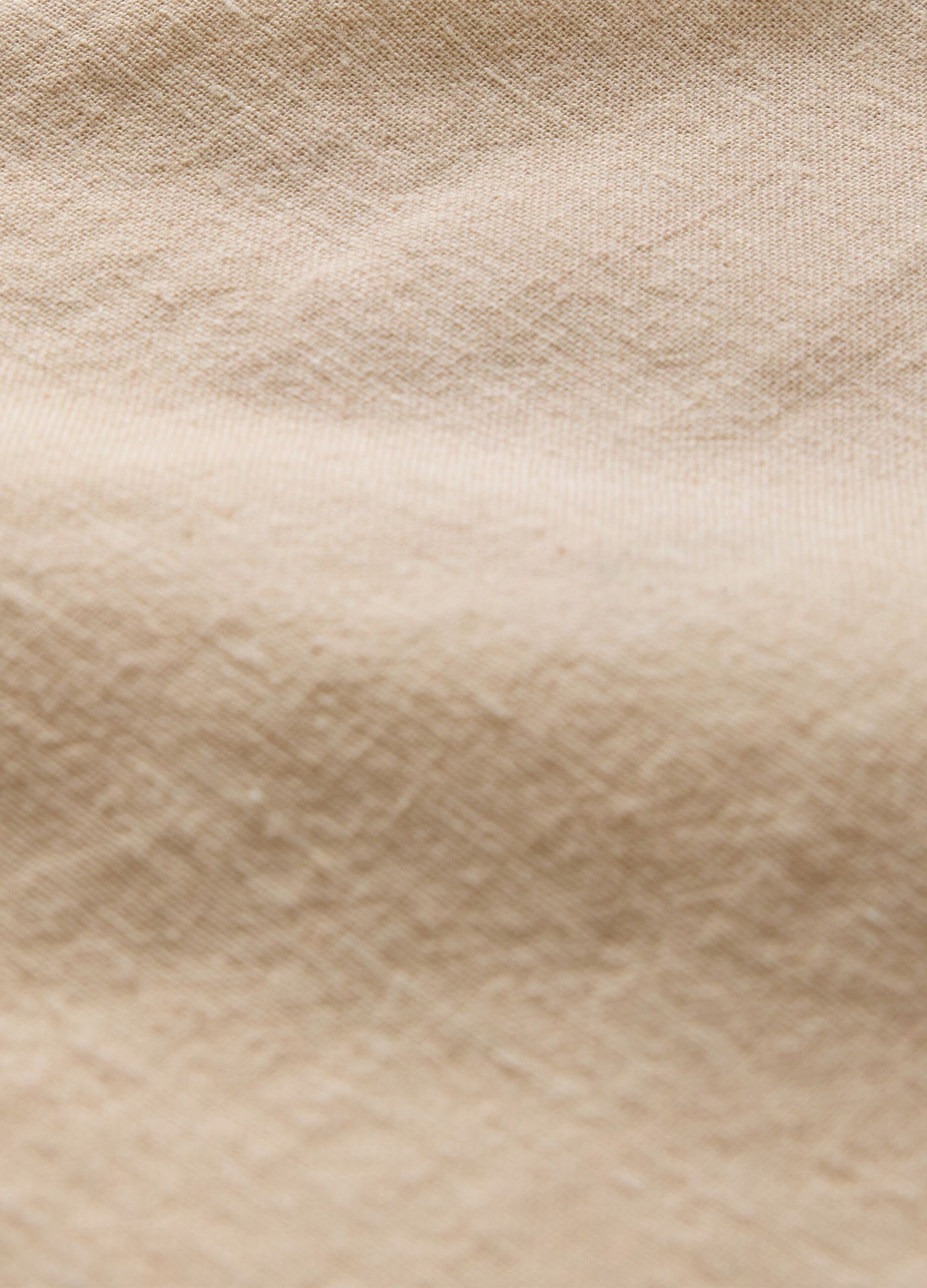 Camicia beige in lino a maniche corte_4
