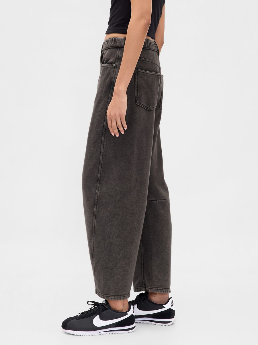 Pantaloni in misto cotone a gamba larga Donna_3