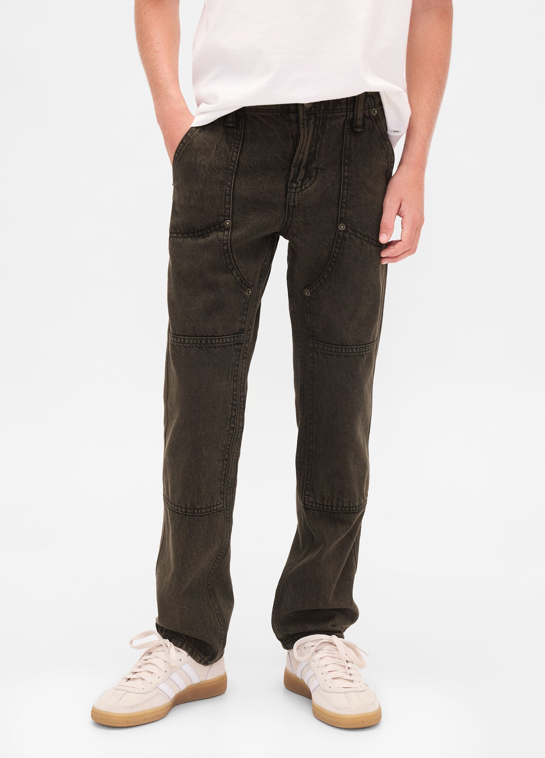 Pantaloni cargo marroni in cotone_1