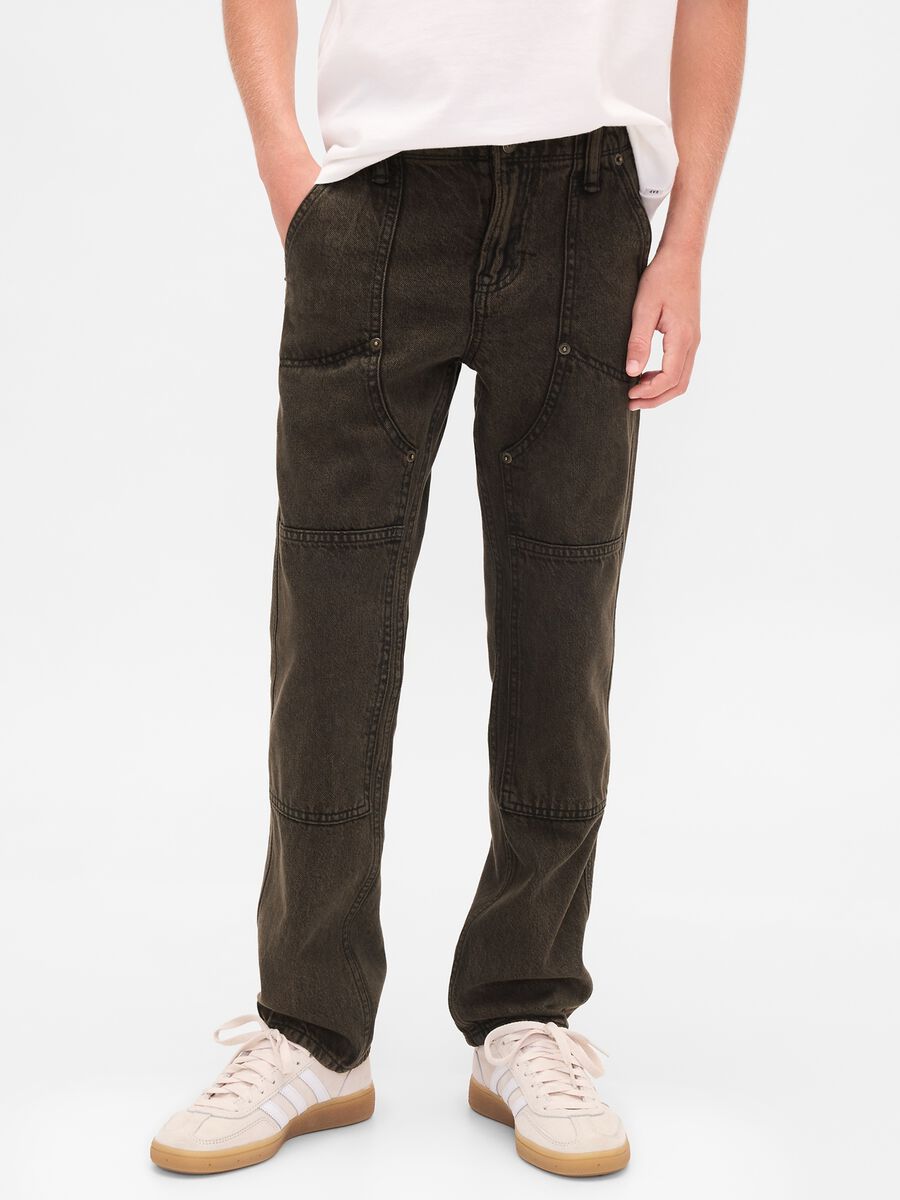 Pantaloni cargo marroni in cotone Bambino_1