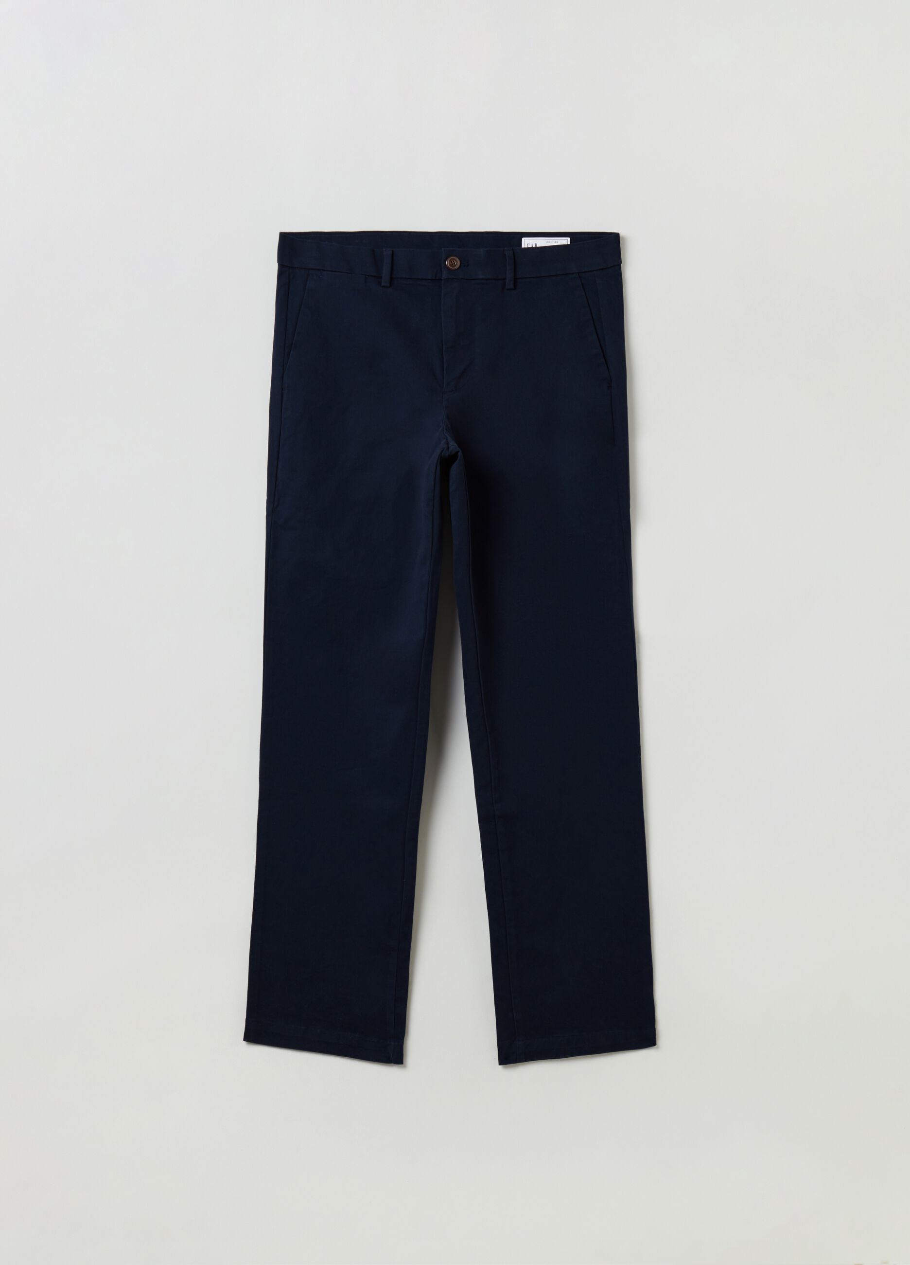 Pantaloni straight fit in cotone stretch_3