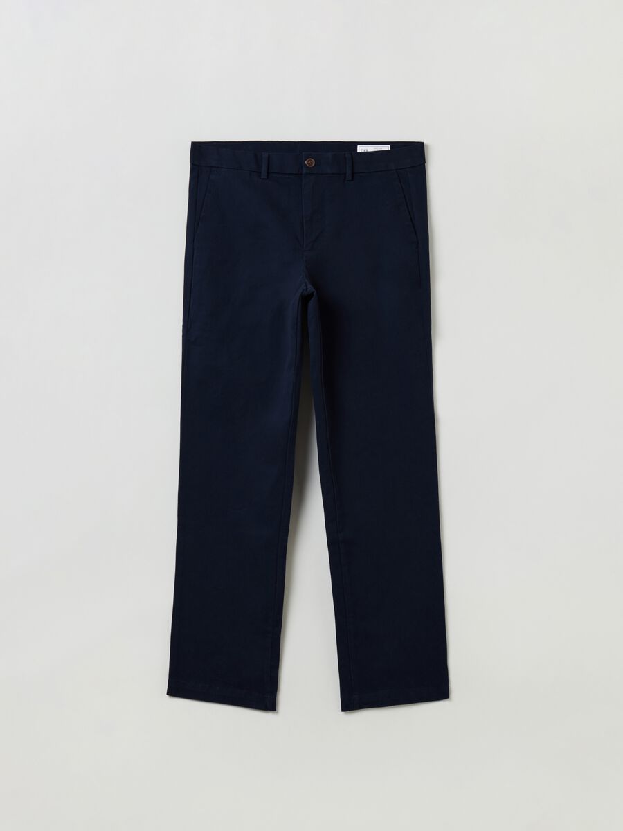 Pantaloni straight fit in cotone stretch Uomo_3