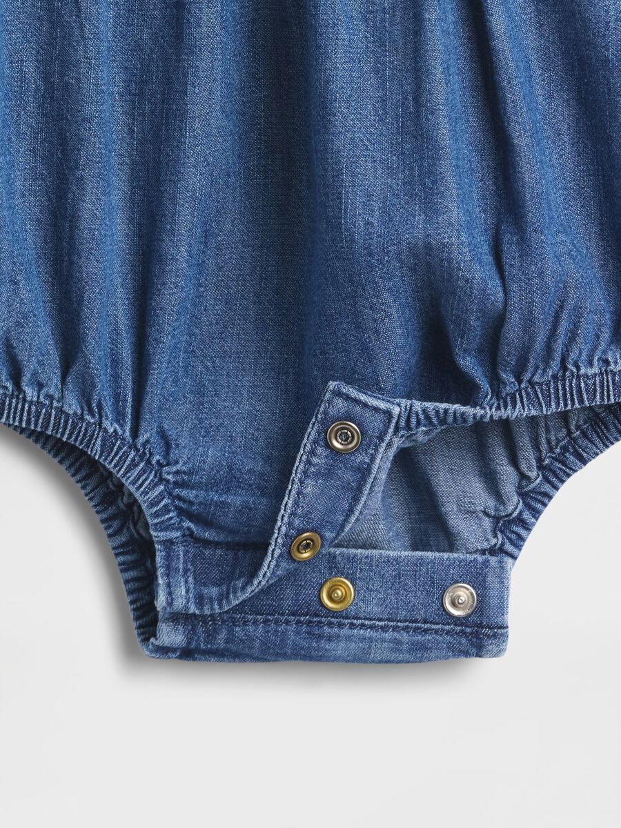 Body in denim con collo ricamato Newborn Boy_3