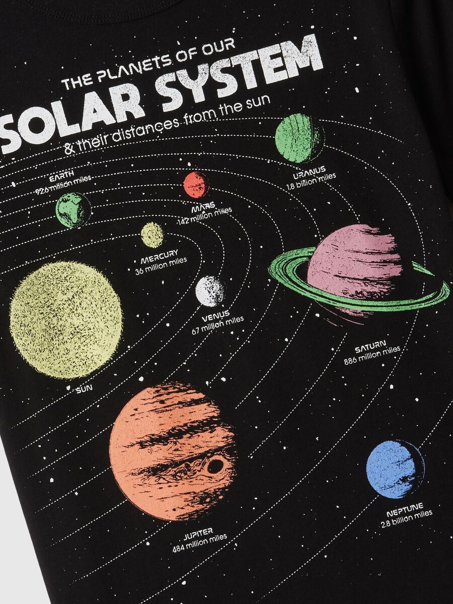 T-shirt in cotone con stampa sistema solare Bambino_1