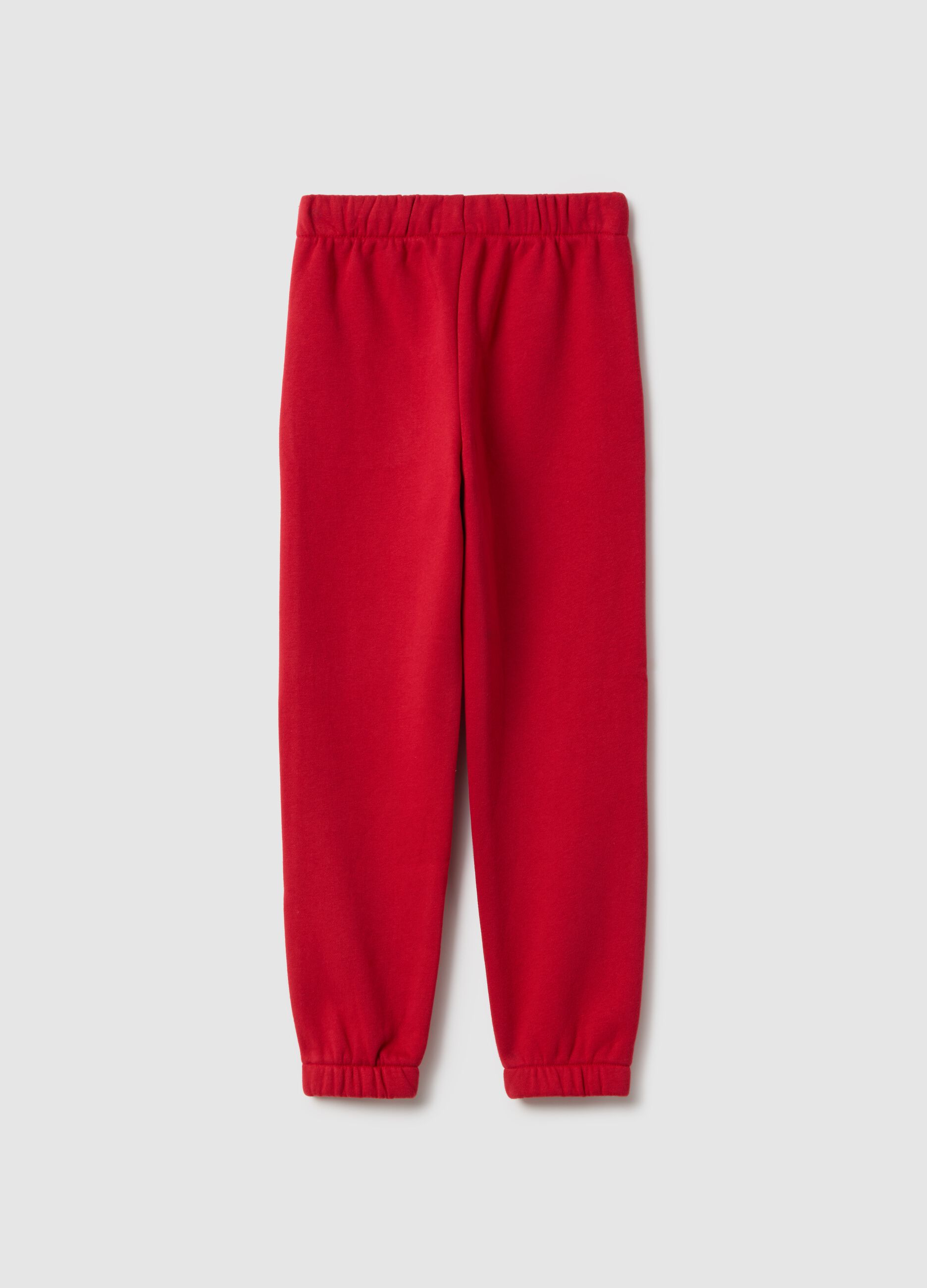 Joggers rossi da bambina in misto cotone regular fit con logo