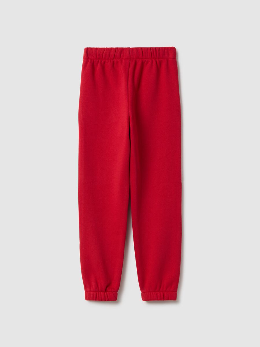 Joggers rossi da bambina in misto cotone regular fit con logo Bambina_1