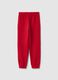Joggers rossi da bambina in misto cotone regular fit con logo_1
