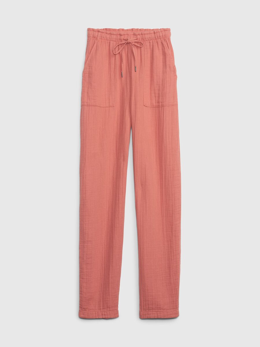 Pantaloni straight fit in garza di cotone Donna_5