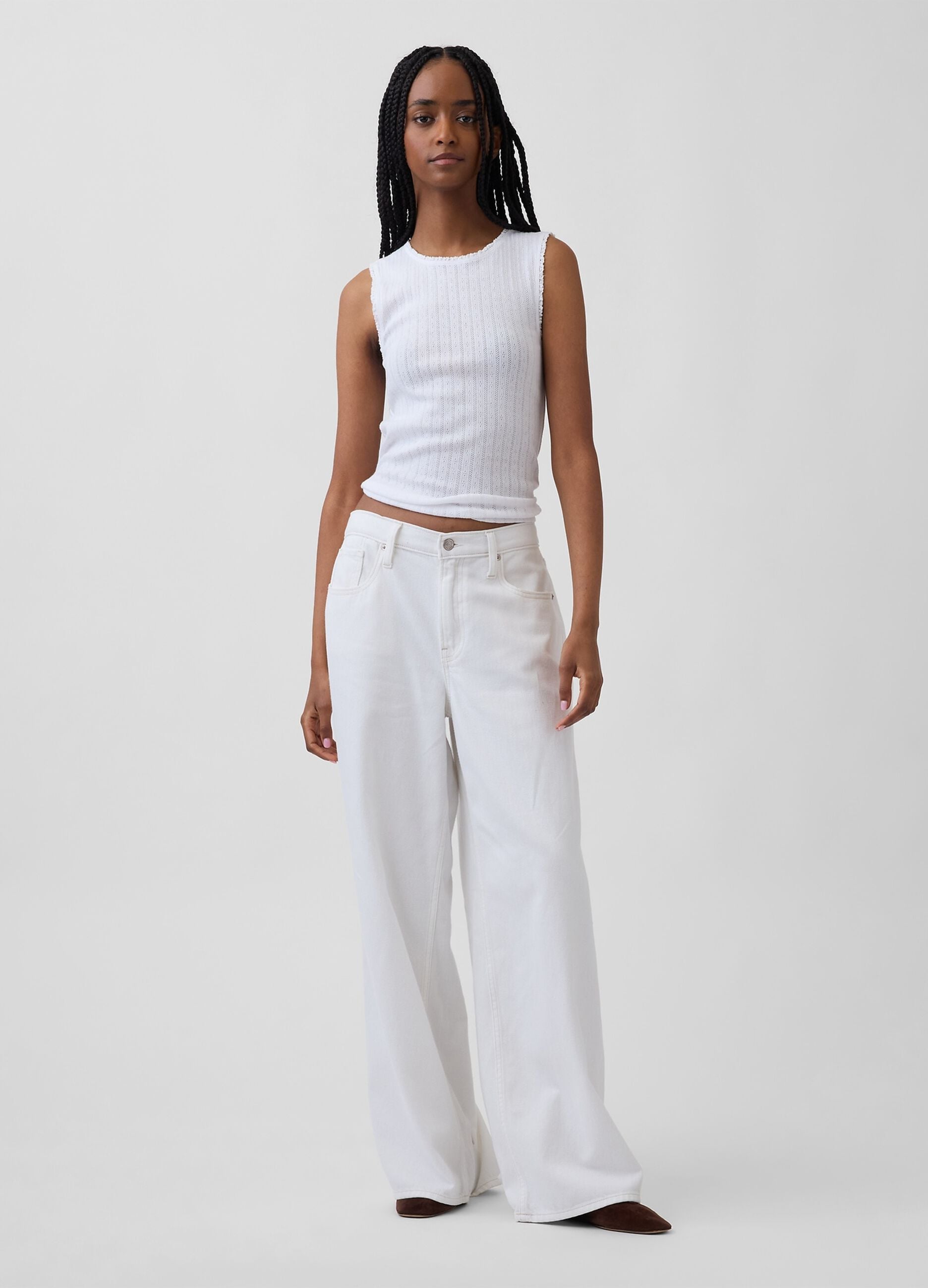 Tank top in misto cotone a costine
