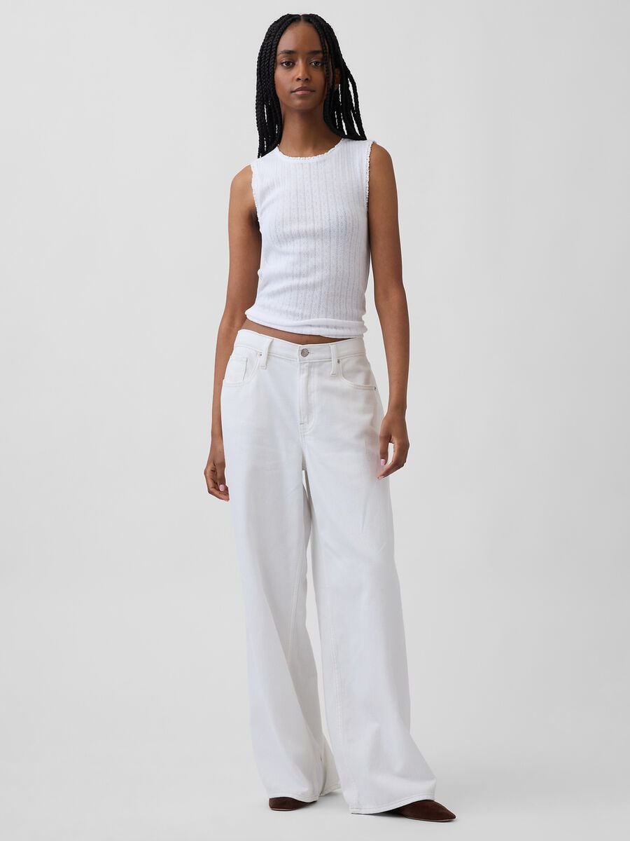 Tank top in misto cotone a costine Donna_2