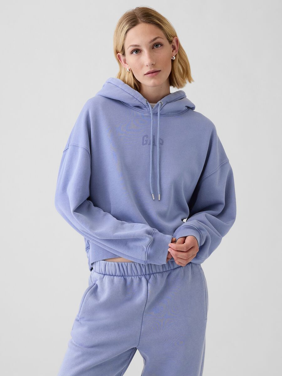 Felpa oversize con cappuccio e logo Donna_0